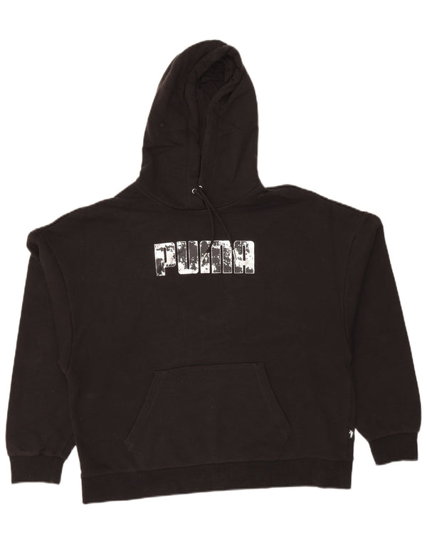 PUMA Pull à capuche graphique pour femme UK 16 Large Noir Coton