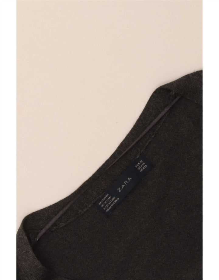 Zara Cardigan Femme Pull UK 12 Rayonne Gris Moyen