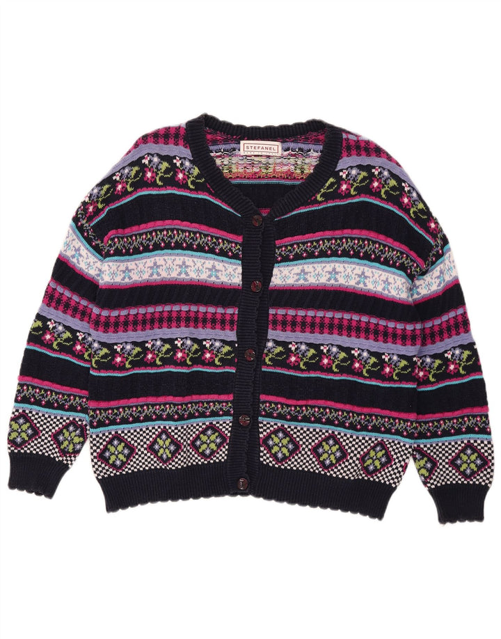 Stefanel Womens Cardigan Sweater UK 12 Moyen Multicolore Géométrique