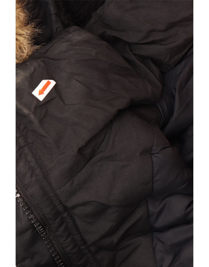 Superdry Parka Femme UK 12 Medium Noir Hiver