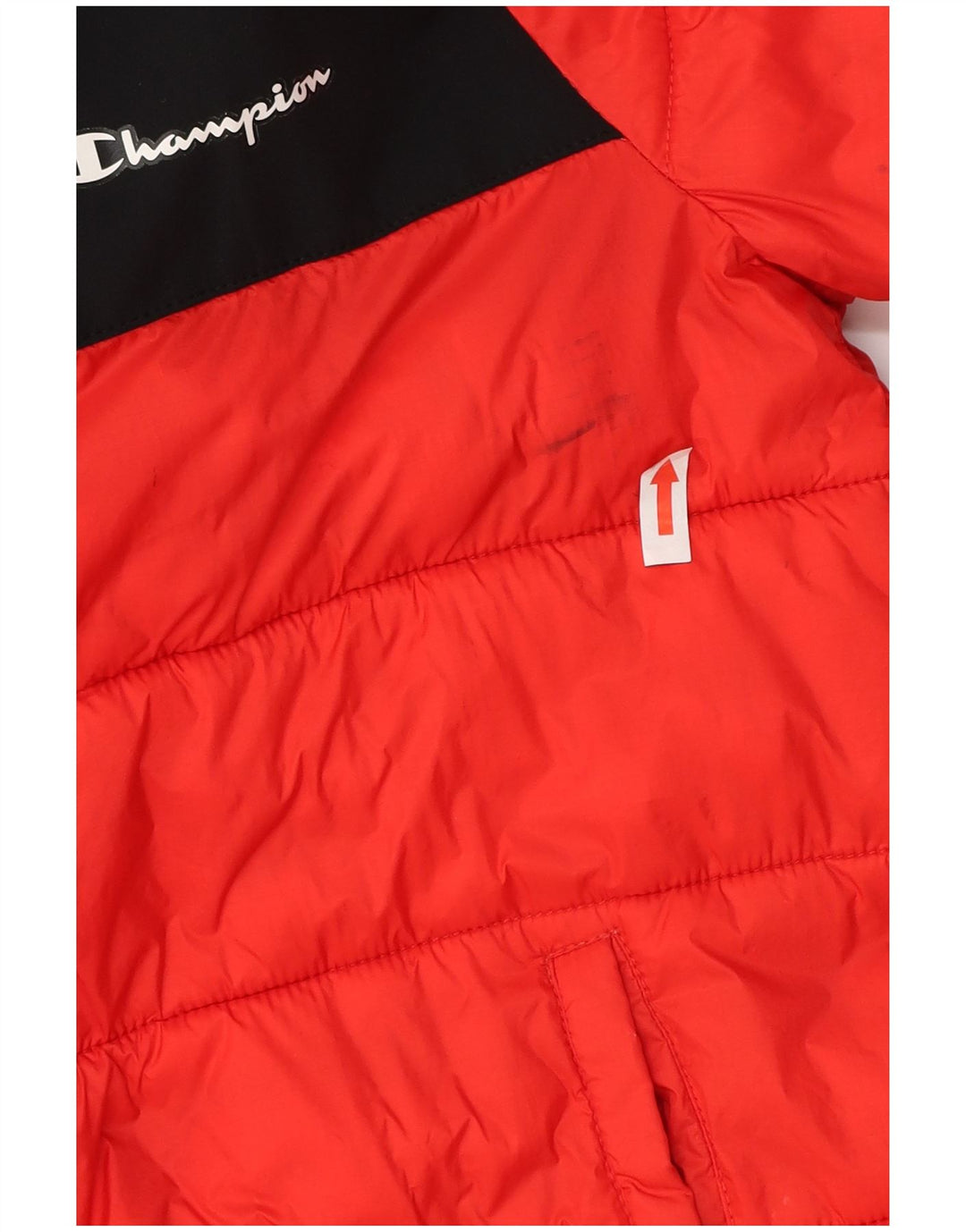 CHAMPION Veste matelassée à capuche pour garçon 11-12 ans Large Rouge Colourblock