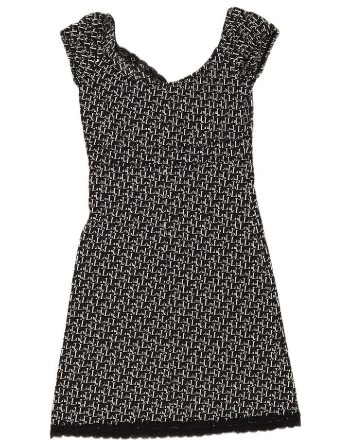 Liu Jo Femme Robe Trapèze IT 42 Moyen Noir Géométrique Polyester