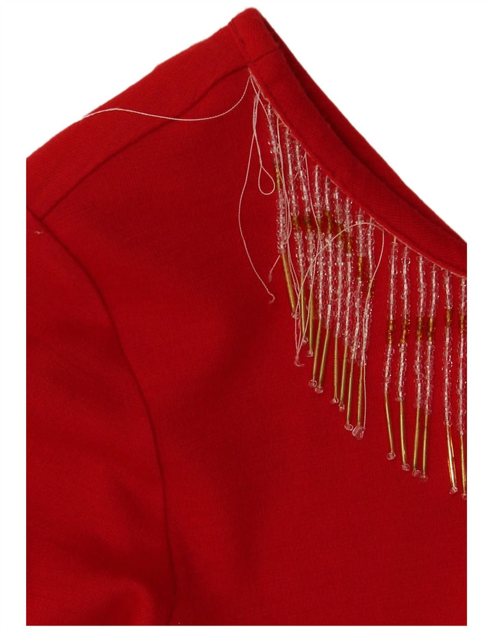 Chagall Robe droite à manches longues pour femme UK 12 Acrylique rouge moyen