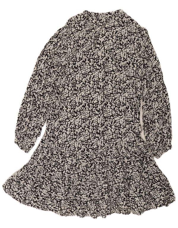 Zara Robe trapèze à manches longues pour femme UK 6 XS Noir Imprimé animal