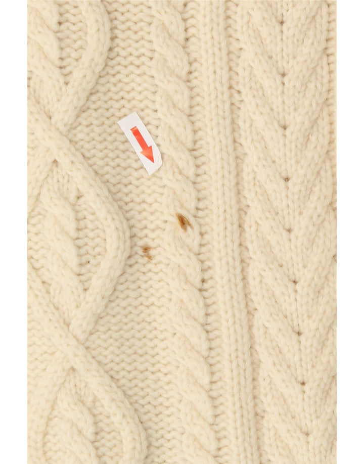 vintage Femme Cardigan Pull IT 44 Moyen Off White Wool