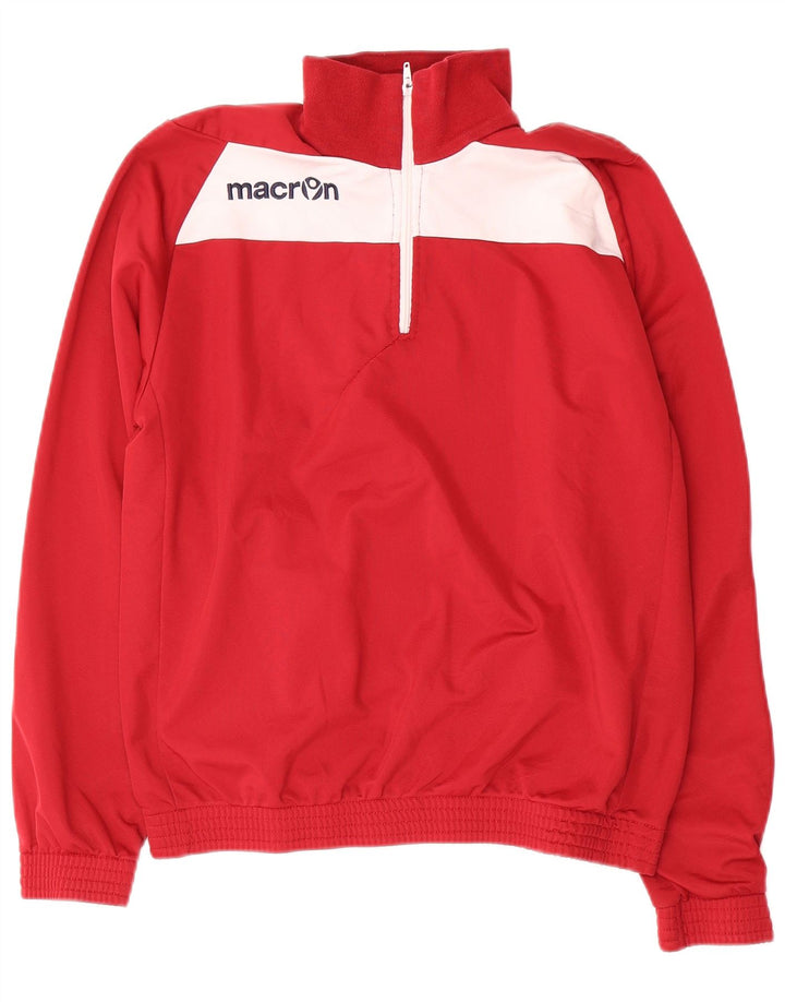 Macron Sweat-shirt graphique à col zippé pour homme Rouge moyen Colourblock