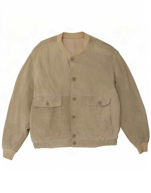 vintage Mens Suede Bomber Jacket UK 40 Grand Beige