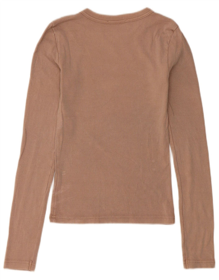 Zara Femme Top Manches Longues UK 8 Petit Coton Beige