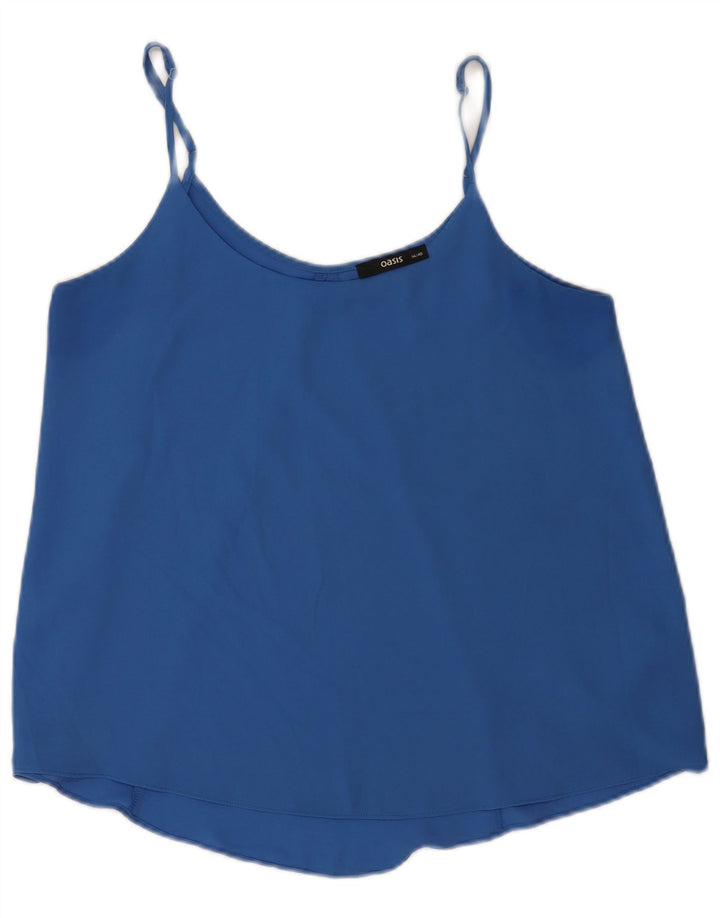 Oasis Womens Crop Cami Top UK 14 Bleu Moyen Polyester