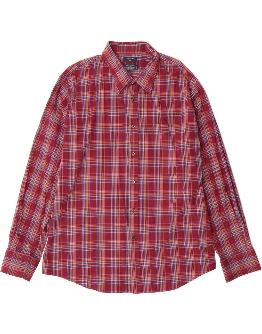 DOCKERS Mens Shirt 2XL Burgundy Check Cotton Vintage Dockers and Second-Hand Dockers from Messina Hembry 