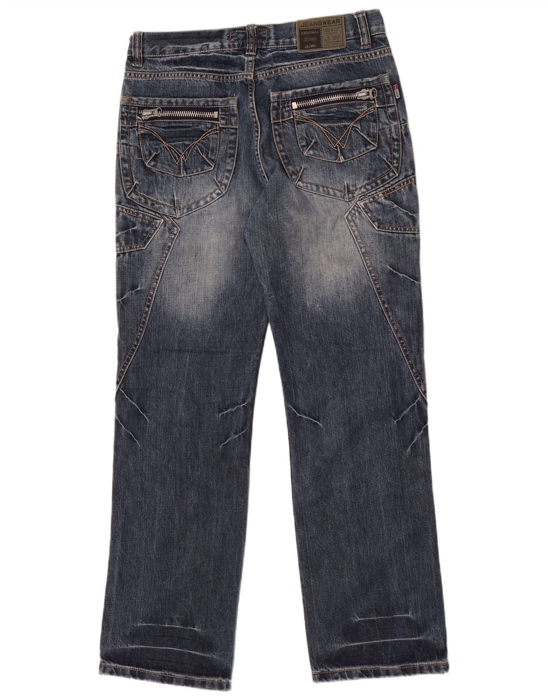Jean droit Vintage homme W32 L32 bleu Patchwork coton