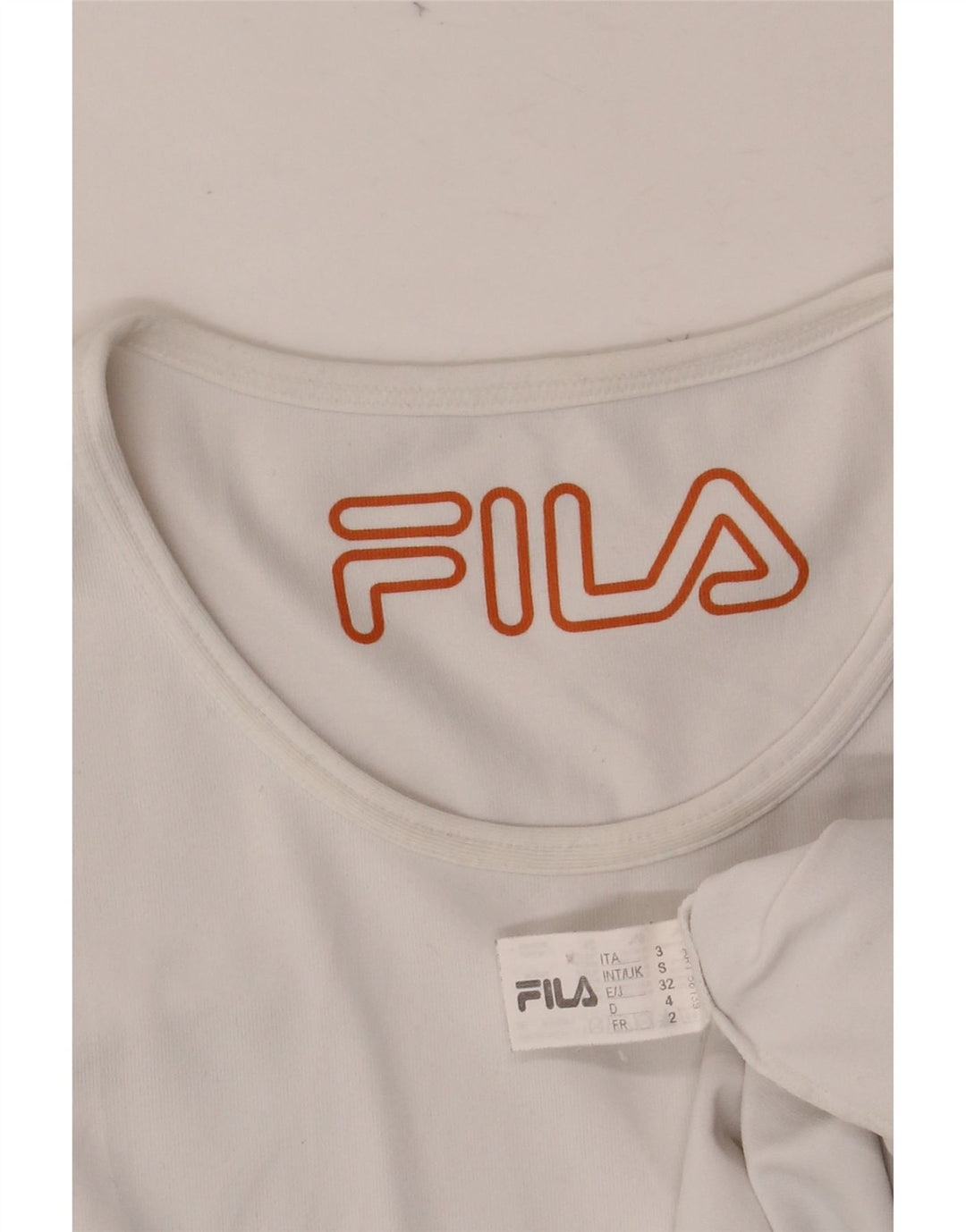 FILA T-Shirt Femme Top UK 10 Small Blanc Viscose