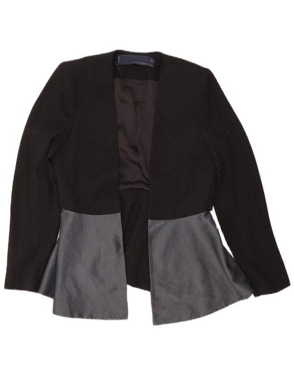 Zara Veste Blazer Ouverte Femme UK 14 Polyester Colorblock Noir Moyen