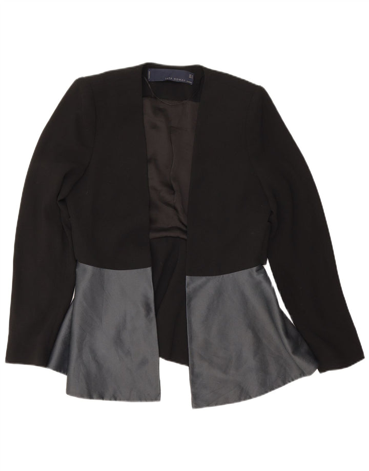 Zara Veste Blazer Ouverte Femme UK 14 Polyester Colorblock Noir Moyen