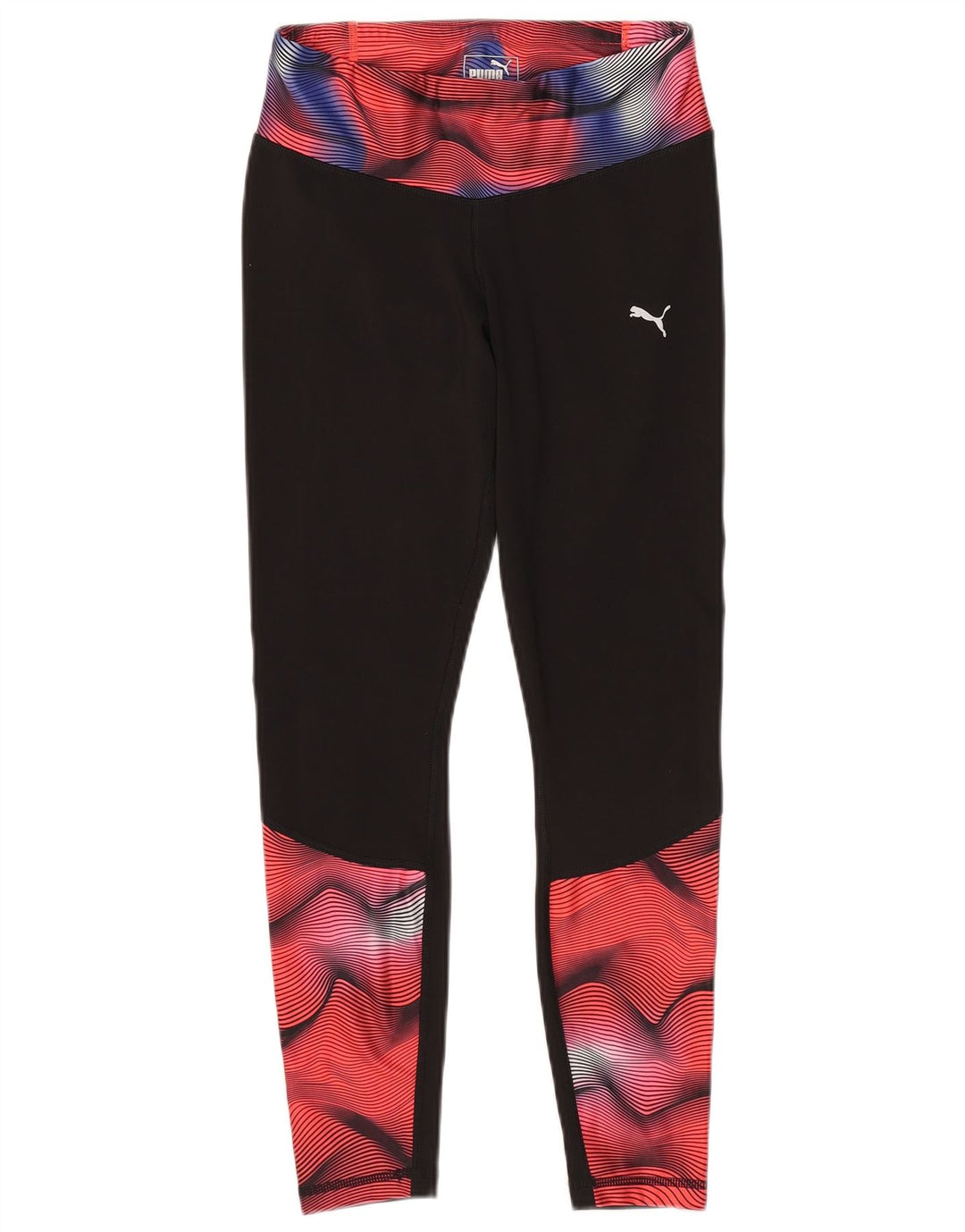 Puma Legging à motif abstrait pour femme UK 10 Small Noir Colourblock