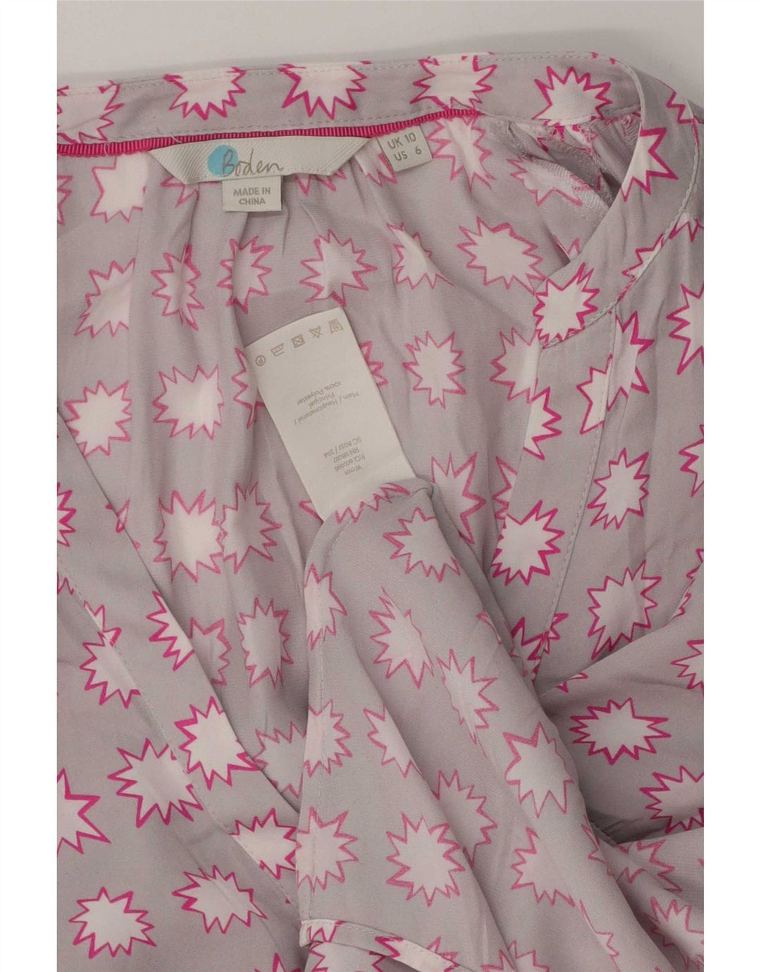 Boden Womens Abstract Pattern Chemise surdimensionnée Chemisier UK 10 Petit Gris