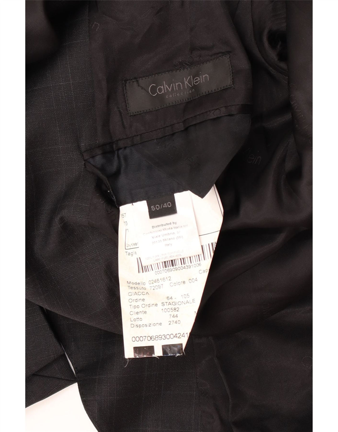Calvin Klein Veste blazer à 2 boutons pour homme IT 50 en laine à carreaux gris