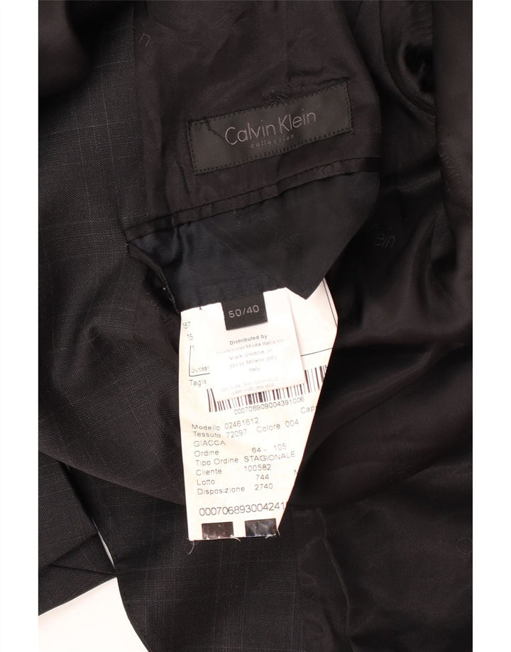 Calvin Klein Veste blazer à 2 boutons pour homme IT 50 en laine à carreaux gris