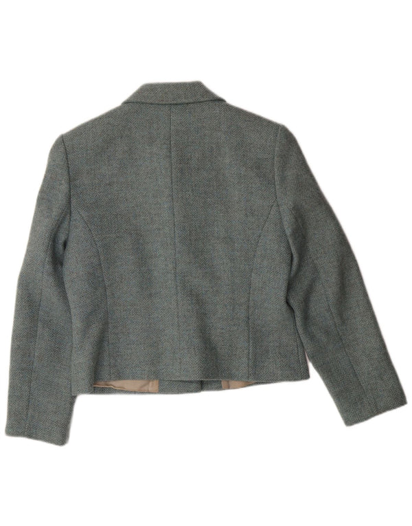 LAURA ASHLEY Veste blazer courte à 3 boutons pour femme UK 12 Laine bleu moyen