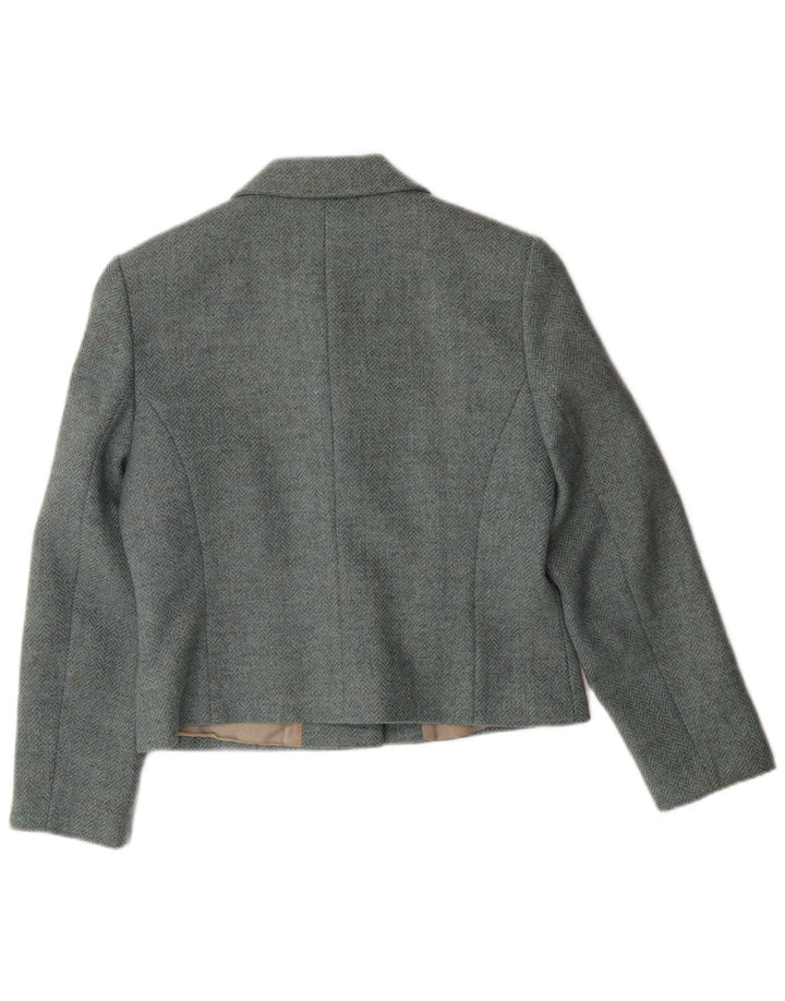 LAURA ASHLEY Veste blazer courte à 3 boutons pour femme UK 12 Laine bleu moyen