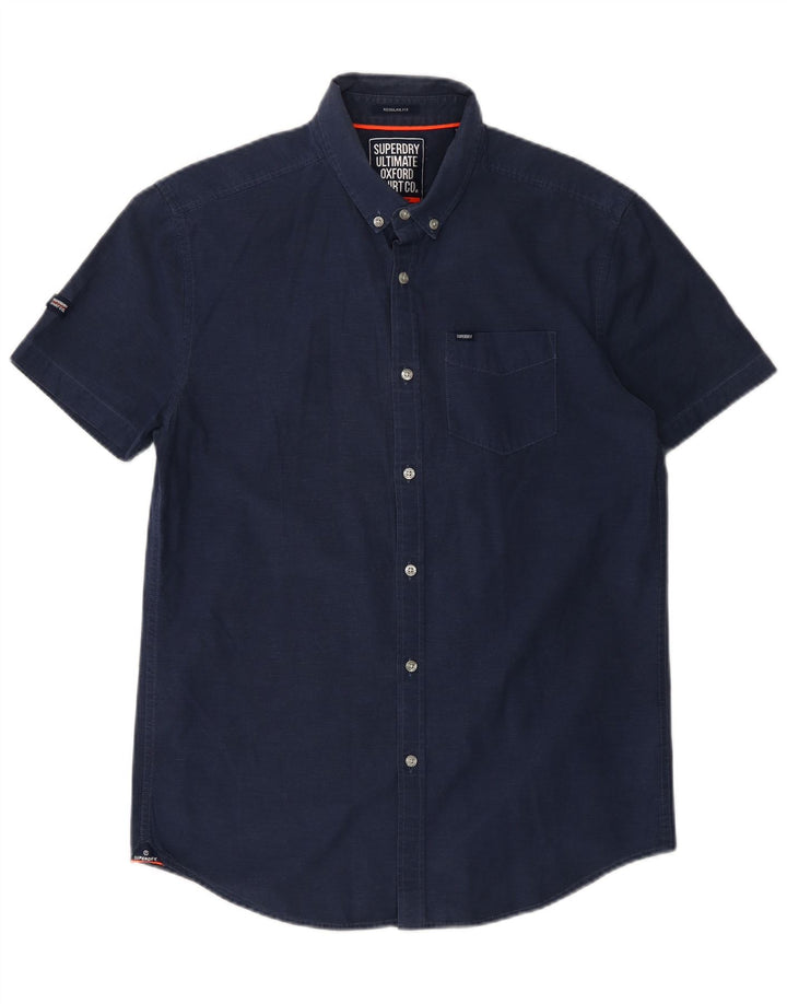 SUPERDRY Chemise à Manches Courtes Coupe Regular Homme Bleu Marine Moyen Coton