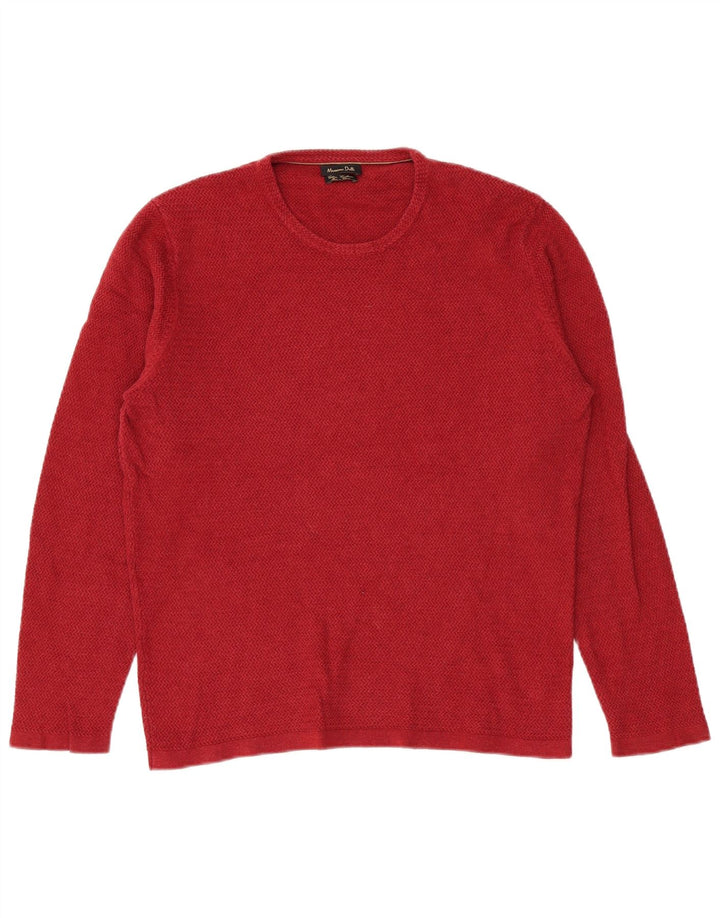Massimo Dutti Pull à col rond pour homme en coton rouge Large