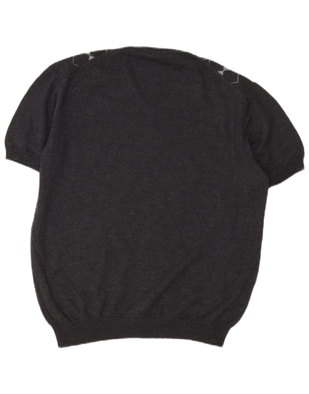 VINTAGE Pull col V femme UK 16 Grand Gris Argyle/Diamant