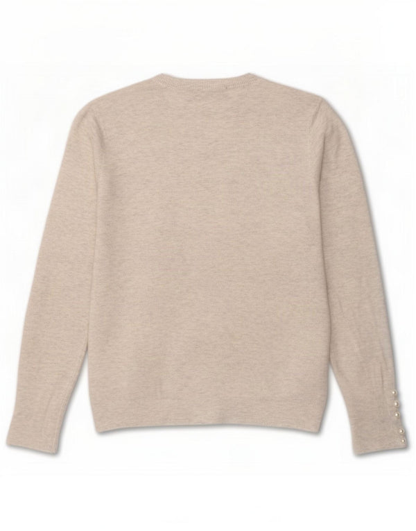 Zara Pull col rond pour femme UK 14 Large Viscose mouchetée gris
