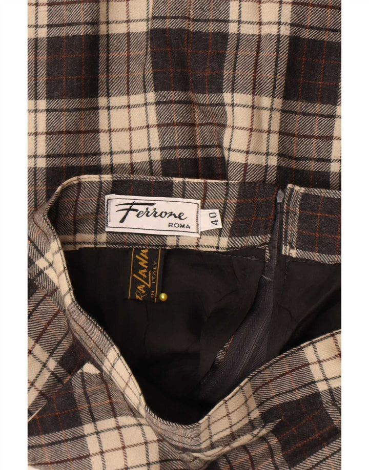 Ferrone Jupe droite femme IT 40 Small W25 laine à carreaux gris