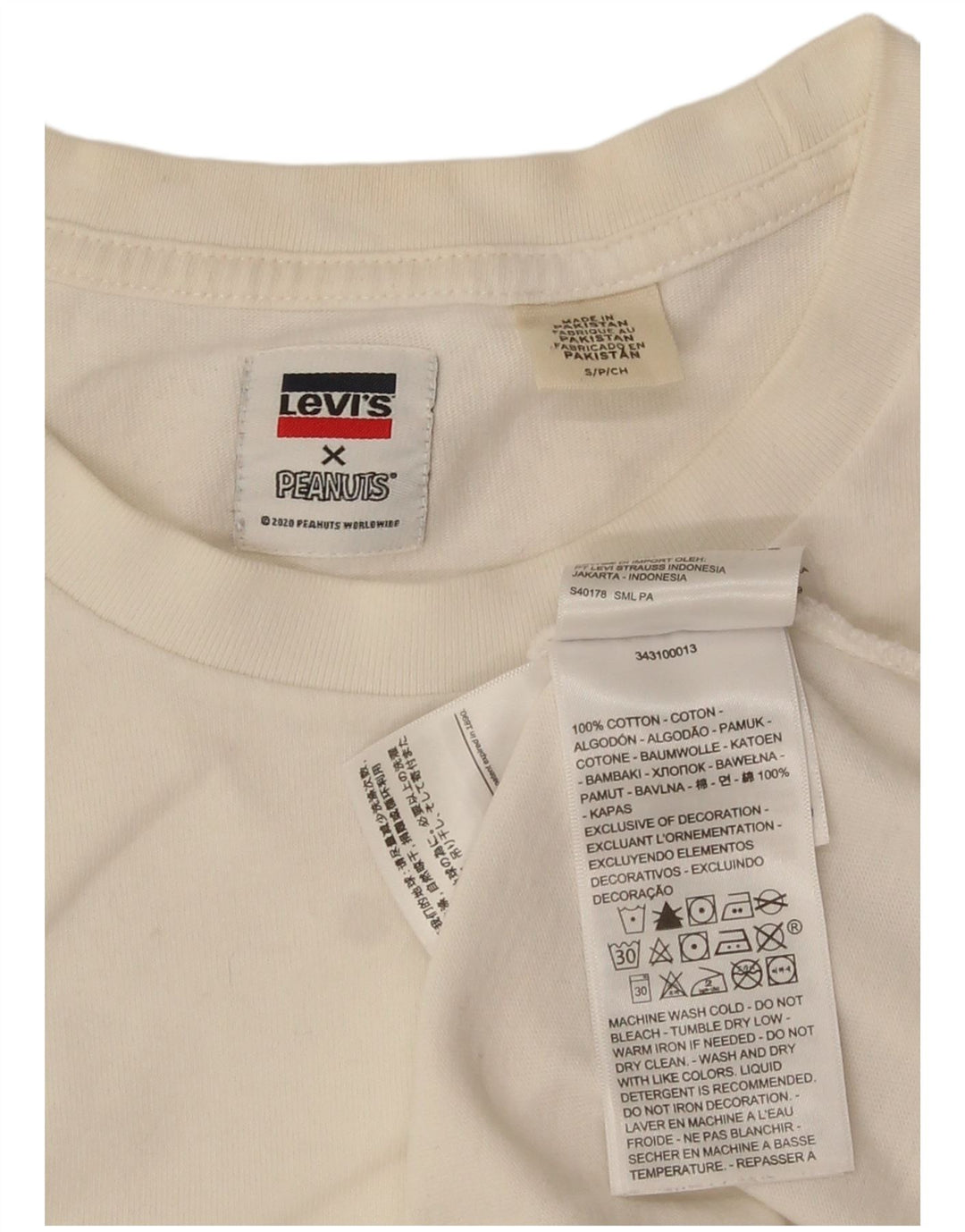 Levi's Tee-Shirt Peanuts Homme Petit Blanc Coton