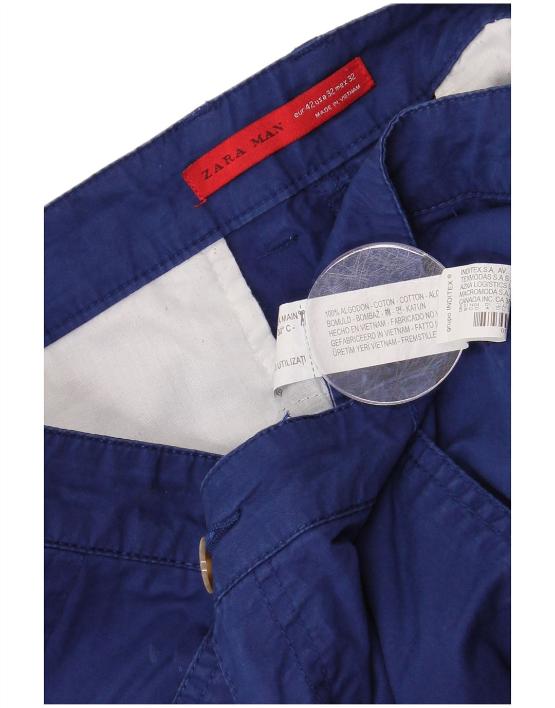 ZARA Short Chino Homme EU 42 Large W32 Bleu Coton