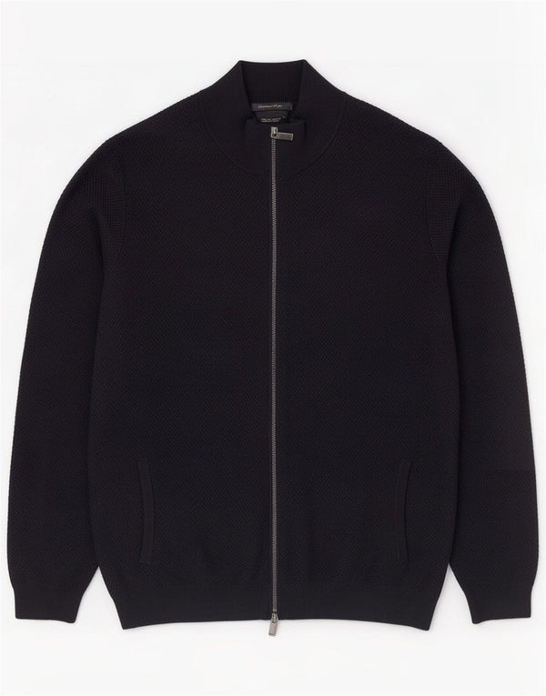 Massimo Dutti Pull Cardigan Homme XL Bleu Marine Coton