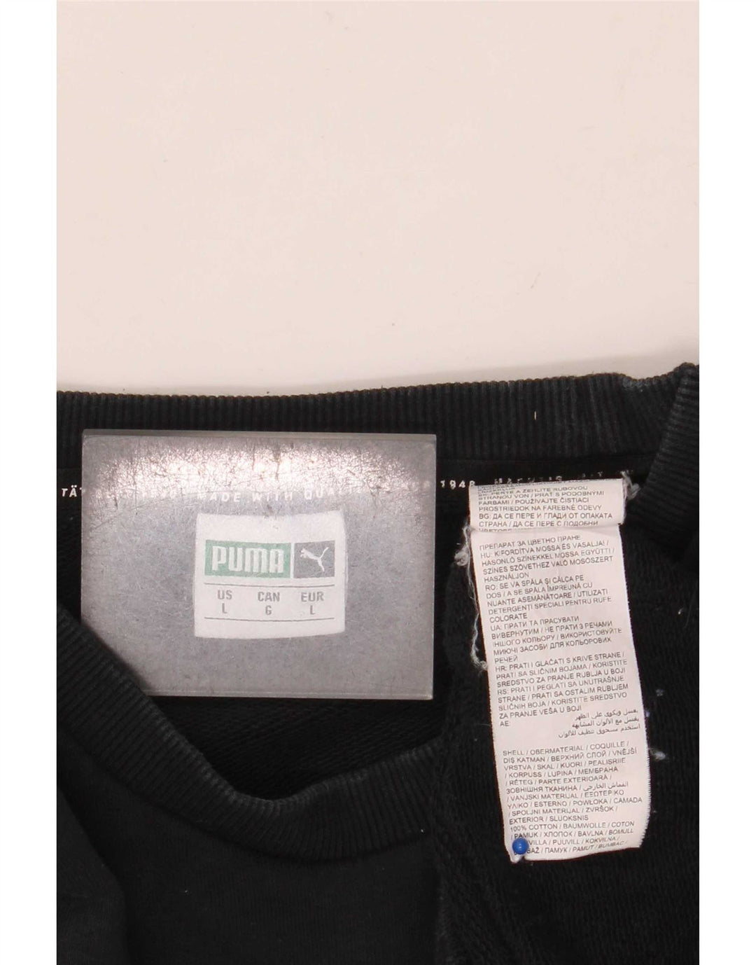 Puma Sweat-shirt pour homme en coton noir Taille L