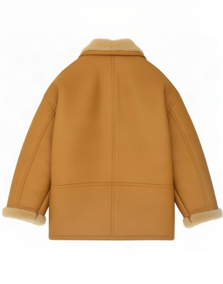 manteau en peau de mouton vintage pour femme IT 44 Beige moyen