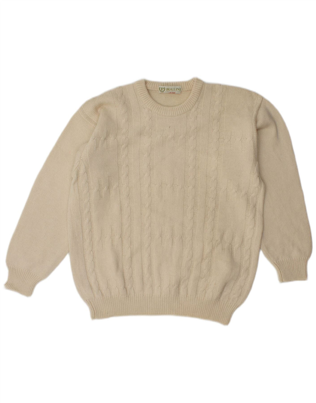 Pollini Pull à col rond pour homme IT 52 Large laine beige