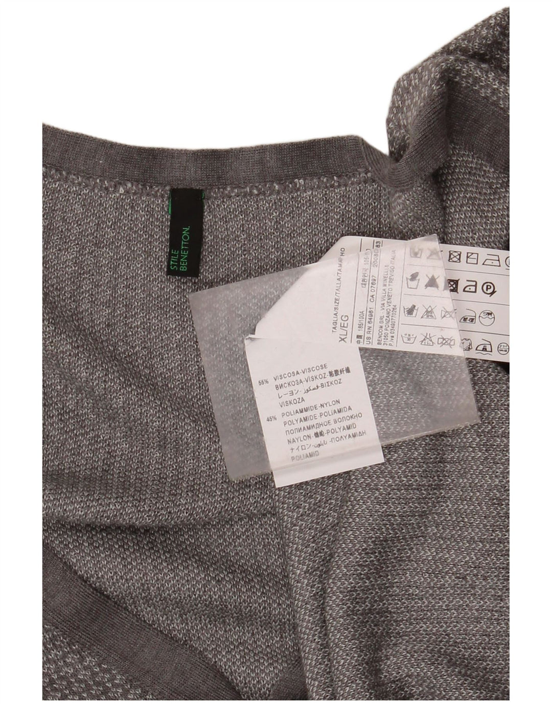 BENETTON Pull Cardigan Femme UK 18 XL Gris Moucheté Viscose