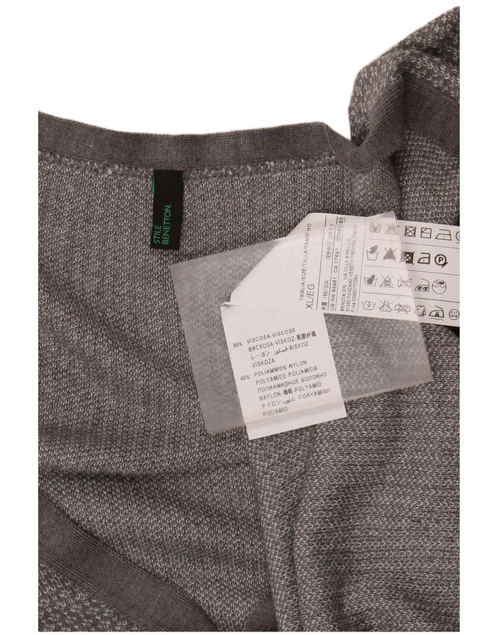 BENETTON Pull Cardigan Femme UK 18 XL Gris Moucheté Viscose