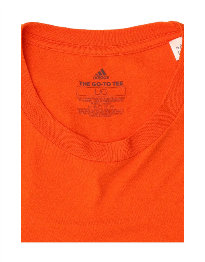 ADIDAS Mens Graphic T-Shirt Top Large Orange Vintage Adidas and Second-Hand Adidas from Messina Hembry 