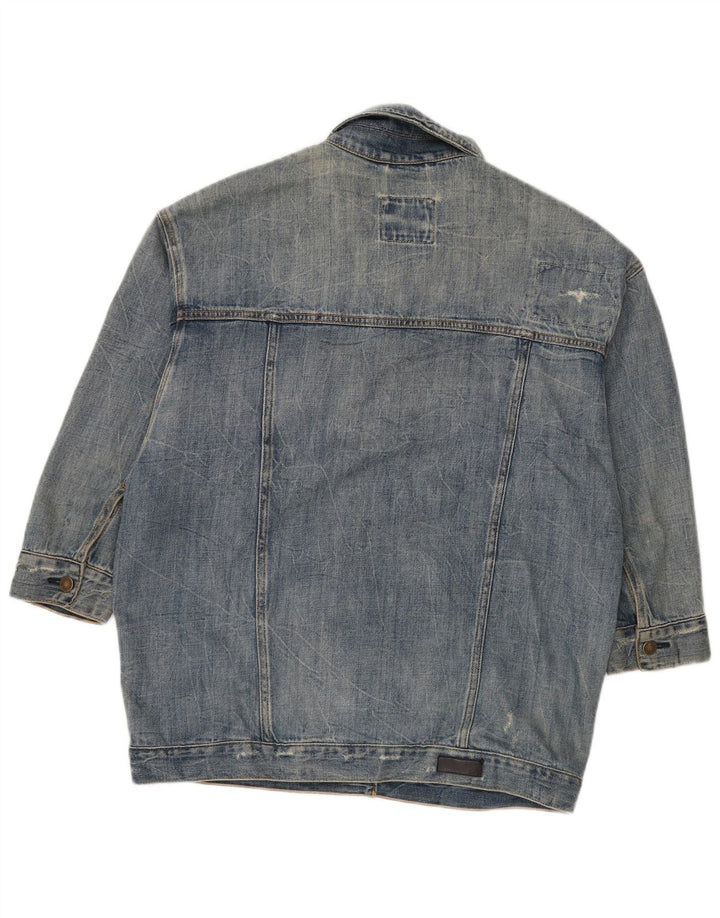 ABERCROMBIE & FITCH Veste en jean surdimensionnée pour femme UK 14 Bleu moyen Coton