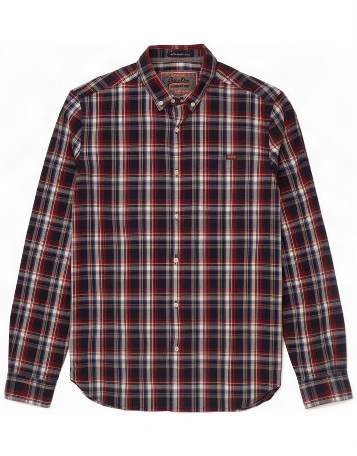Superdry Chemise Flanelle Homme Bleu Marine Moyen Carreaux Coton