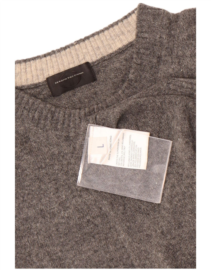 Sergio Tacchini Pull à col rond pour homme en laine mouchetée grise