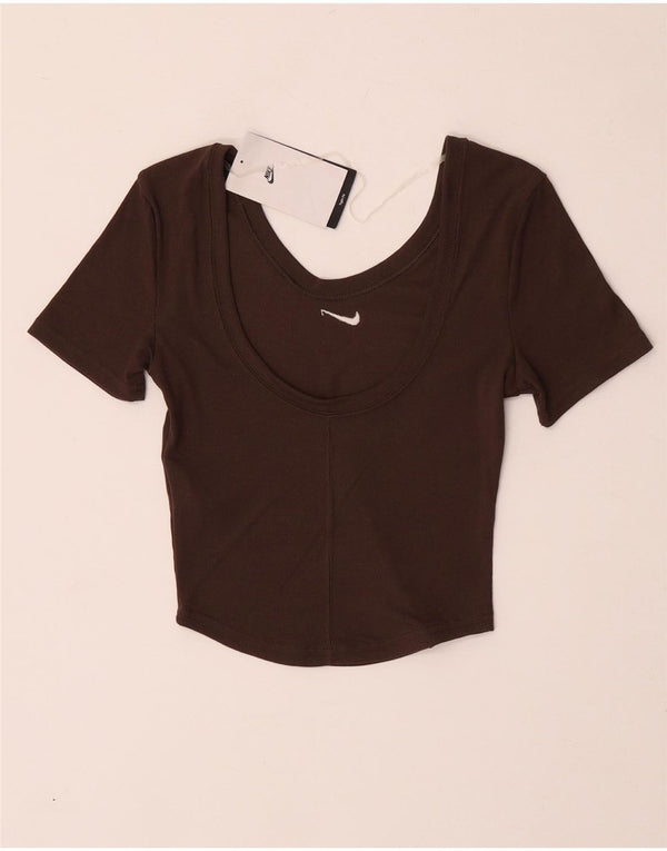 Nike T-shirt court pour femme UK 4 XS Marron Polyester