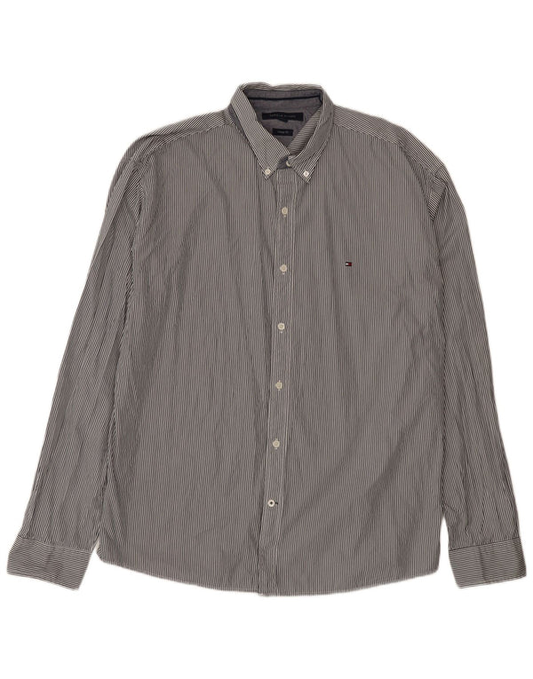 Tommy Hilfiger Chemise coupe vintage pour homme 2XL en coton à fines rayures bleu marine