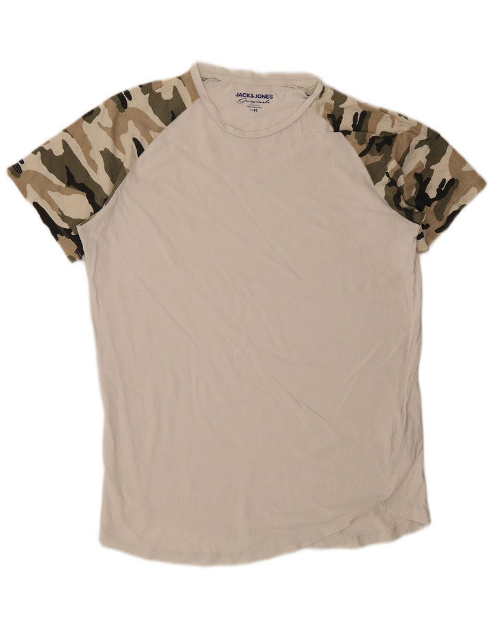 JACK & JONES T-Shirt Homme Blanc Camouflage Coton