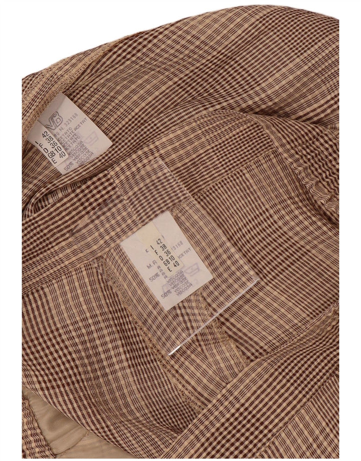 VINTAGE Femme 4 Boutons 2 Pièces Ensemble UK 10 Petit W28 Marron Check Acétate