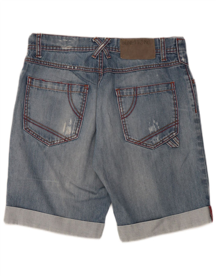 Benetton Short En Jean Coupe Ample Effet Déchiré W30 Bleu Moyen Femme