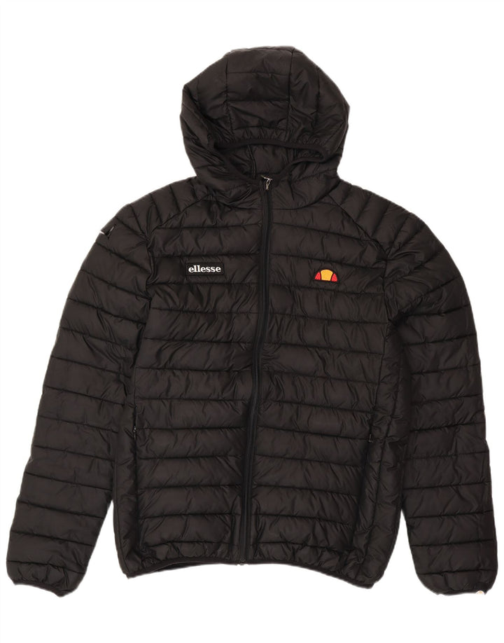 ELLESSE Veste matelassée à capuche pour homme UK 40 Large Noir Polyester
