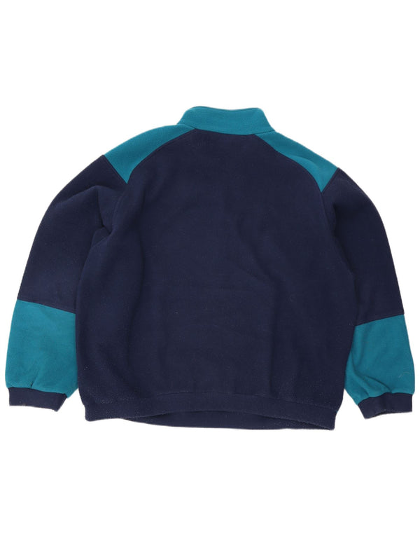 Vintage Mens Zip Neck Fleece Jumper 2XL Bleu Colorblock