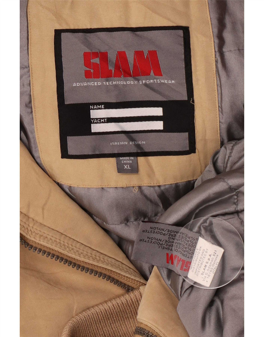 Slam Veste coupe-vent à capuche pour homme UK 42 XL Beige Polyester