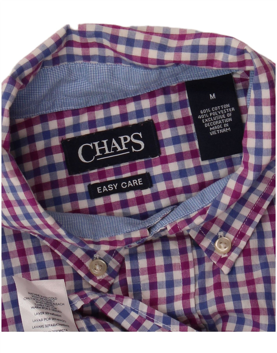 CHAPS Chemise à Manches Courtes Homme Facile d'Entretien en Coton Vichy Bleu Moyen